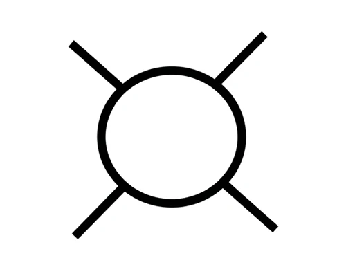 Boundary trap symbol used on a Sydney Water sewer service diagram, a circle with four diagonal lines